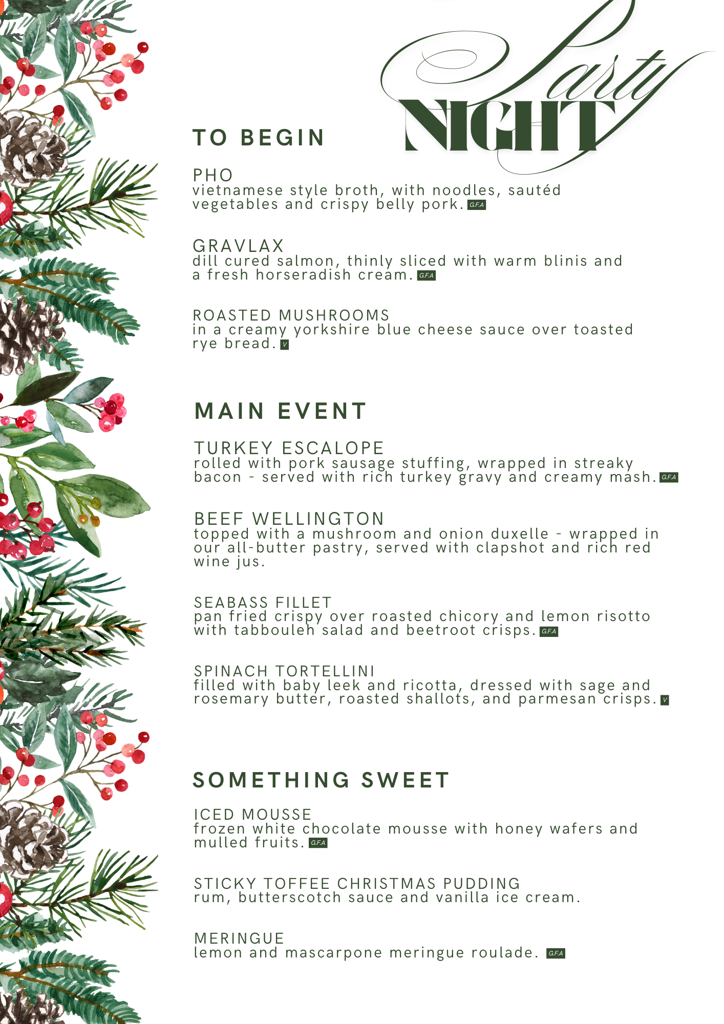 Party Night Menu