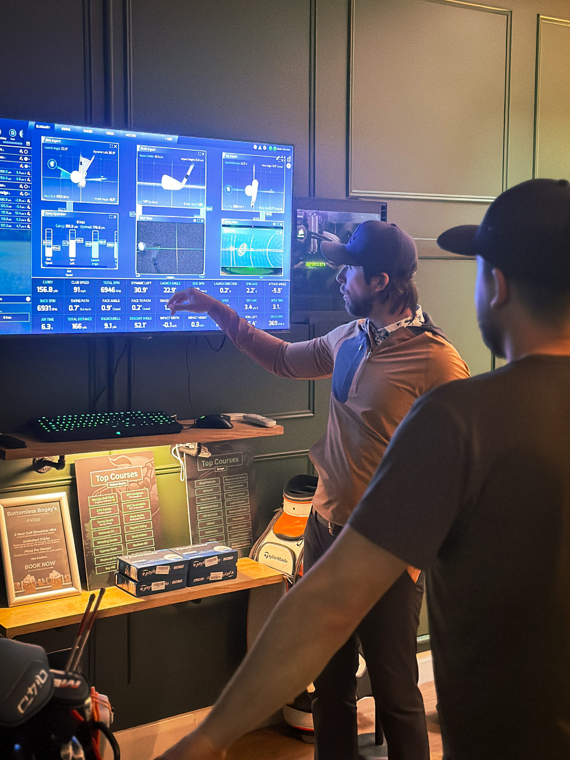 Reviewing shot data on The Knights Club simulator