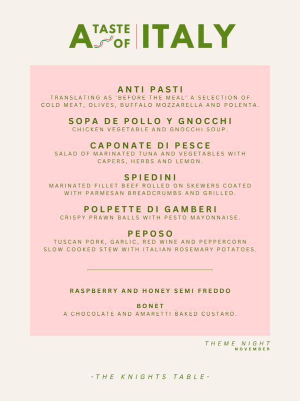 italy menu